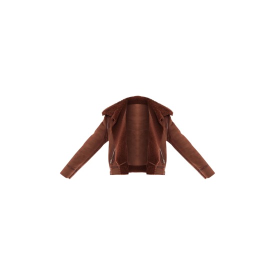 Chocolate Faux Suede PU Bonded Aviator Jacket