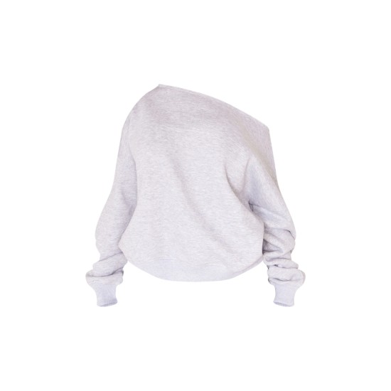 Shape Grey Marl Sweat Raw Edge Slouch Sweatshirt