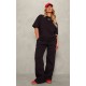 PRETTYLITTLETHING Black Badge Detail Mid Rise Wide Leg Sweatpants