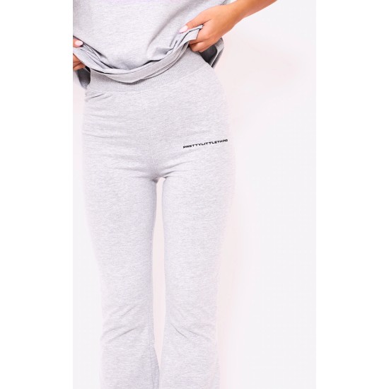 PRETTYLITTLETHING Ash Grey Print Flared Pant