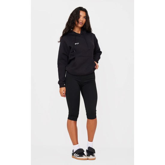 PRETTYLITTLETHING Logo Black Badge Detail Oversized Fit Hoodie