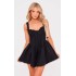 Black Woven Lace Detail Strappy Romper