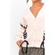 Cream Chunky Knit Ribbon Detail Cardigan