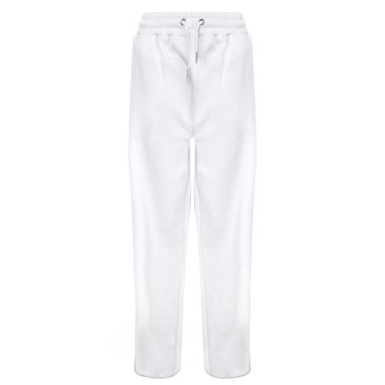 Tall White Double Waistband Wide Leg Sweatpant