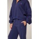 PRETTYLITTLETHING Navy Wide Leg Embroidered Sweatpants