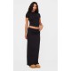 Black Foldover Cotton Maxi Skirt