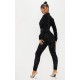 Black Velvet Sequin Plunge Front Tailored Jumpsuit