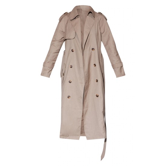 Petite Stone Woven Oversized Trench Coat