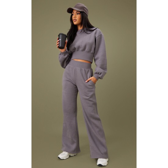 Tall Steel Blue High Waist Wide Leg Sweatpant