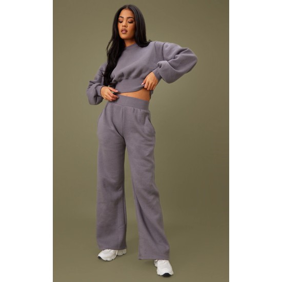 Tall Steel Blue High Waist Wide Leg Sweatpant