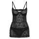 Black Lace Underwired Slip Dress Lingerie Set